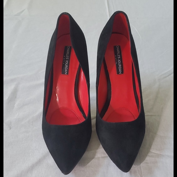 Charles Jourdan black suede pumps shoes - Picture 3 of 11